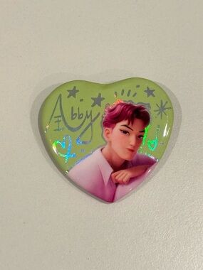 Holographic K-Pop Demon Hunters  Saja Boys “Abby” Heart Pin